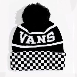 Vans beanie hat pompom black white checker